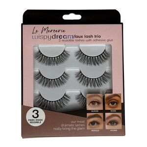 Le Mercerie Wispy Dream Faux Lash Trio 3 Reusable Pairs w Glue